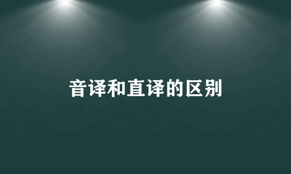 音译和直译的区别