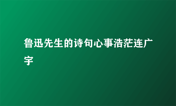 鲁迅先生的诗句心事浩茫连广宇