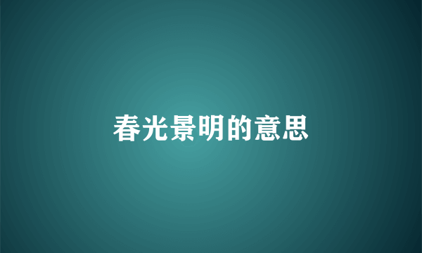 春光景明的意思