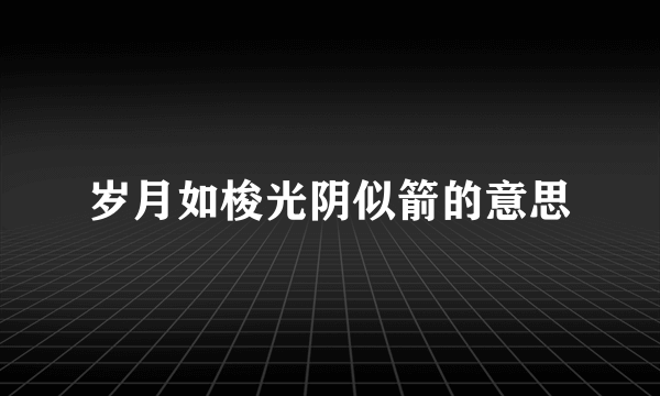 岁月如梭光阴似箭的意思