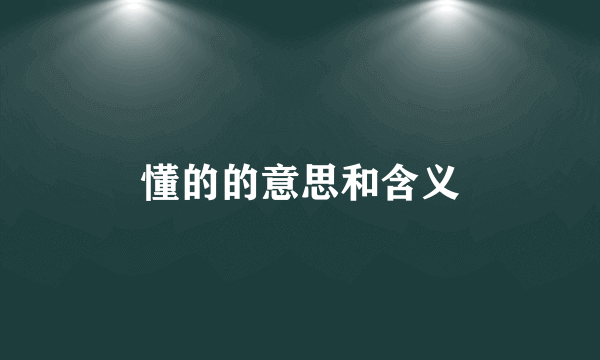 懂的的意思和含义