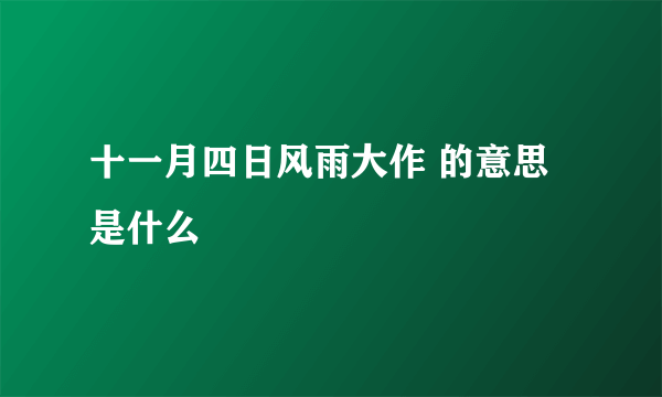 十一月四日风雨大作 的意思是什么