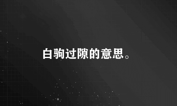 白驹过隙的意思。