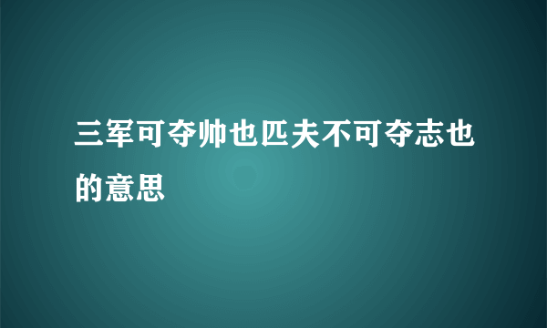 三军可夺帅也匹夫不可夺志也的意思