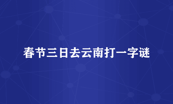 春节三日去云南打一字谜