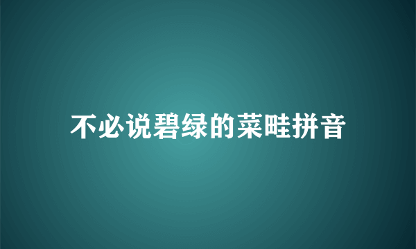 不必说碧绿的菜畦拼音