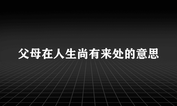父母在人生尚有来处的意思