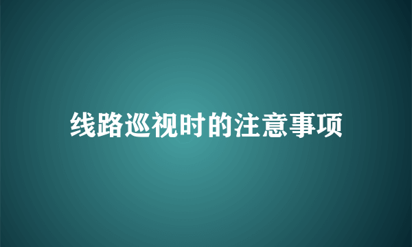 线路巡视时的注意事项