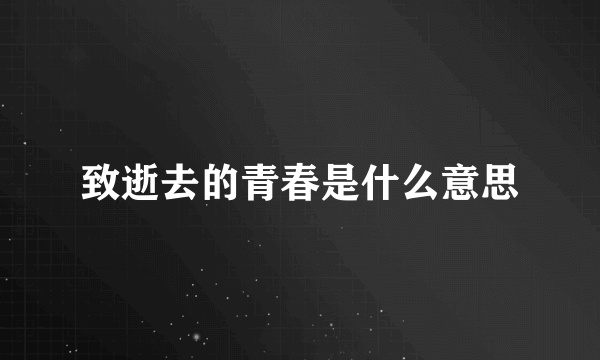 致逝去的青春是什么意思