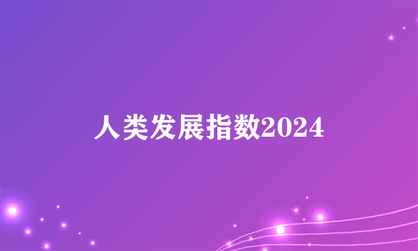 人类发展指数2024