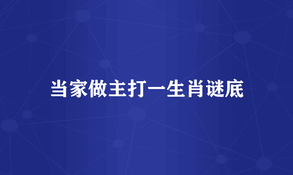 当家做主打一生肖谜底