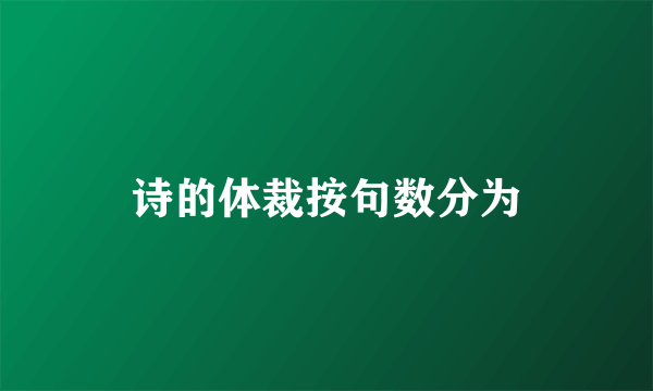 诗的体裁按句数分为