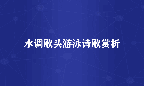 水调歌头游泳诗歌赏析