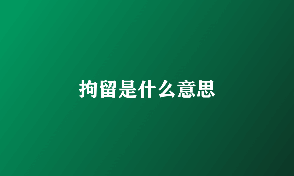 拘留是什么意思