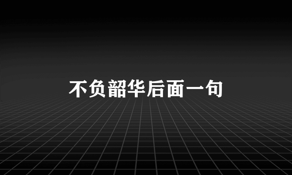 不负韶华后面一句
