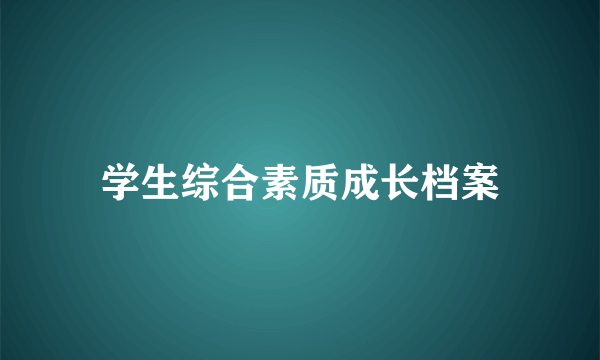 学生综合素质成长档案