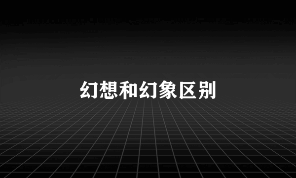 幻想和幻象区别
