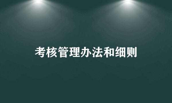 考核管理办法和细则