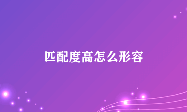 匹配度高怎么形容