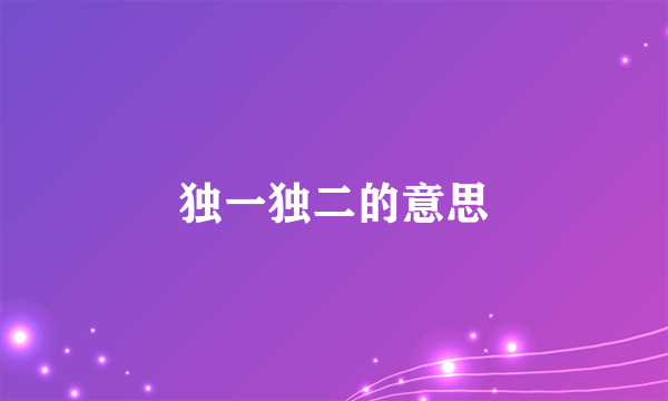 独一独二的意思