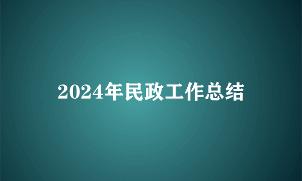 2024年民政工作总结