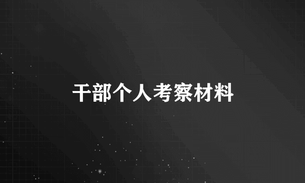 干部个人考察材料