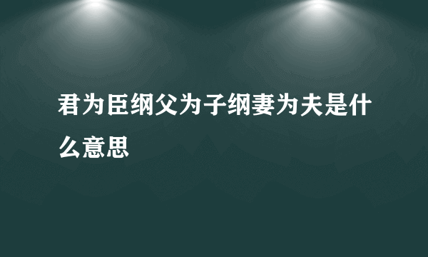 君为臣纲父为子纲妻为夫是什么意思