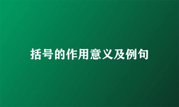 括号的作用意义及例句