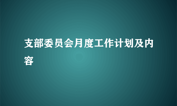 支部委员会月度工作计划及内容