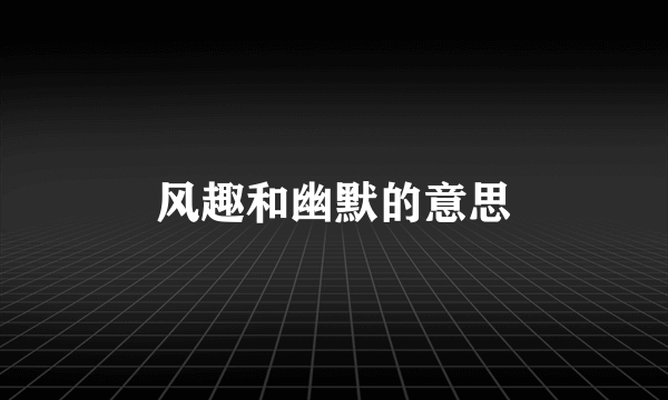 风趣和幽默的意思