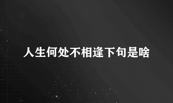 人生何处不相逢下句是啥