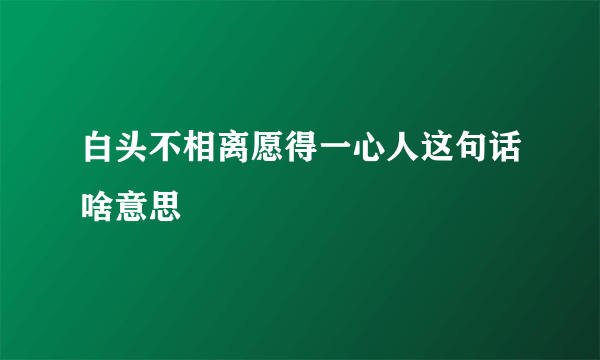 白头不相离愿得一心人这句话啥意思