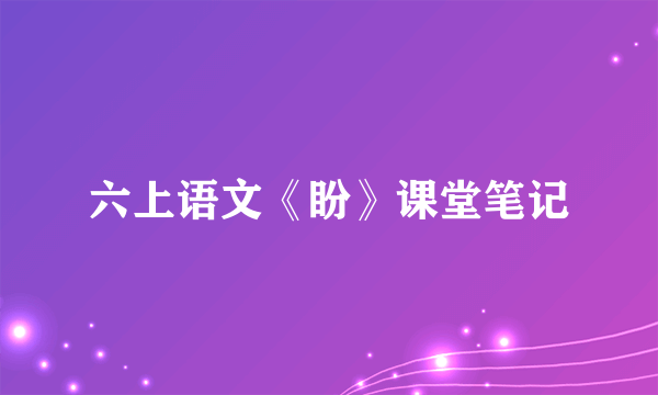 六上语文《盼》课堂笔记