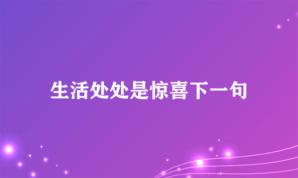 生活处处是惊喜下一句