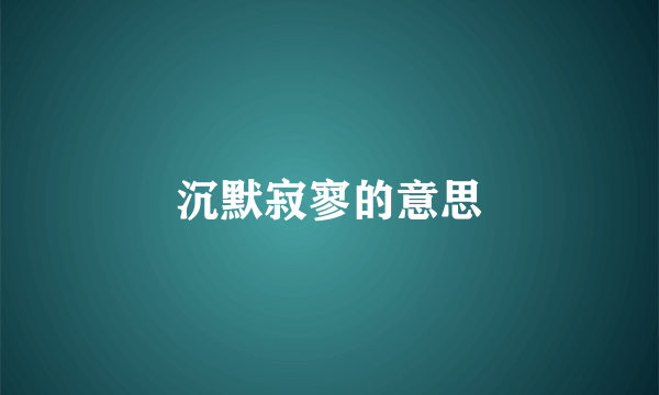沉默寂寥的意思