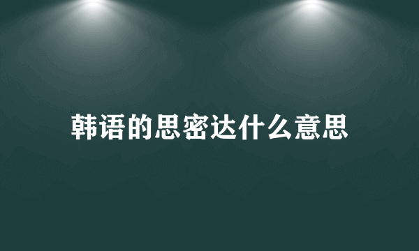 韩语的思密达什么意思