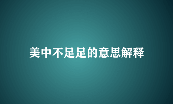 美中不足足的意思解释