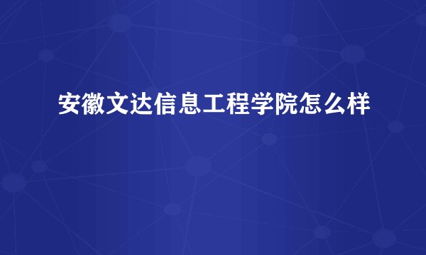 安徽文达信息工程学院怎么样