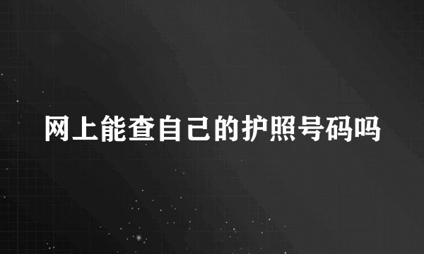 网上能查自己的护照号码吗