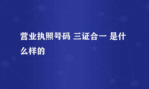 营业执照号码 三证合一 是什么样的