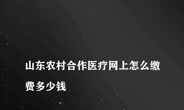 
山东农村合作医疗网上怎么缴费多少钱

