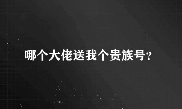 哪个大佬送我个贵族号？