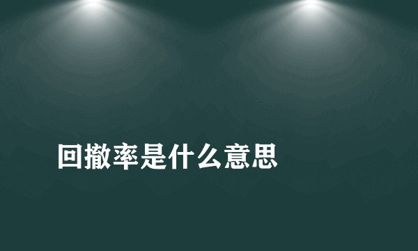 
回撤率是什么意思


