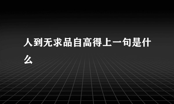 人到无求品自高得上一句是什么