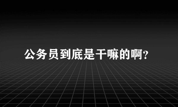 公务员到底是干嘛的啊？