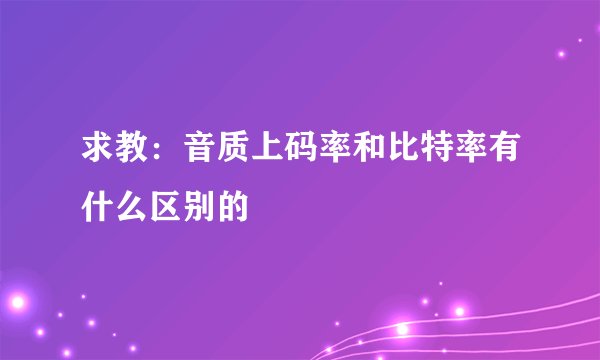 求教：音质上码率和比特率有什么区别的