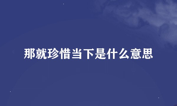 那就珍惜当下是什么意思
