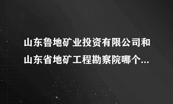 山东鲁地矿业投资有限公司和山东省地矿工程勘察院哪个好？具体一点，从发展、待遇上。