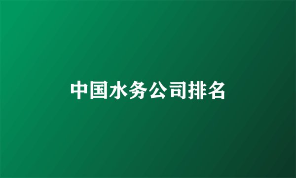 中国水务公司排名