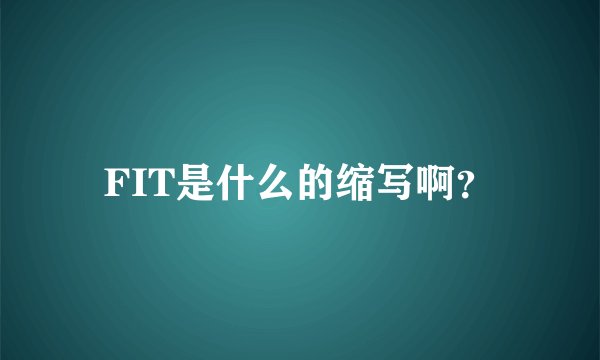FIT是什么的缩写啊？
